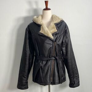 Wilsons Leather Black Jacket with Cream Lining